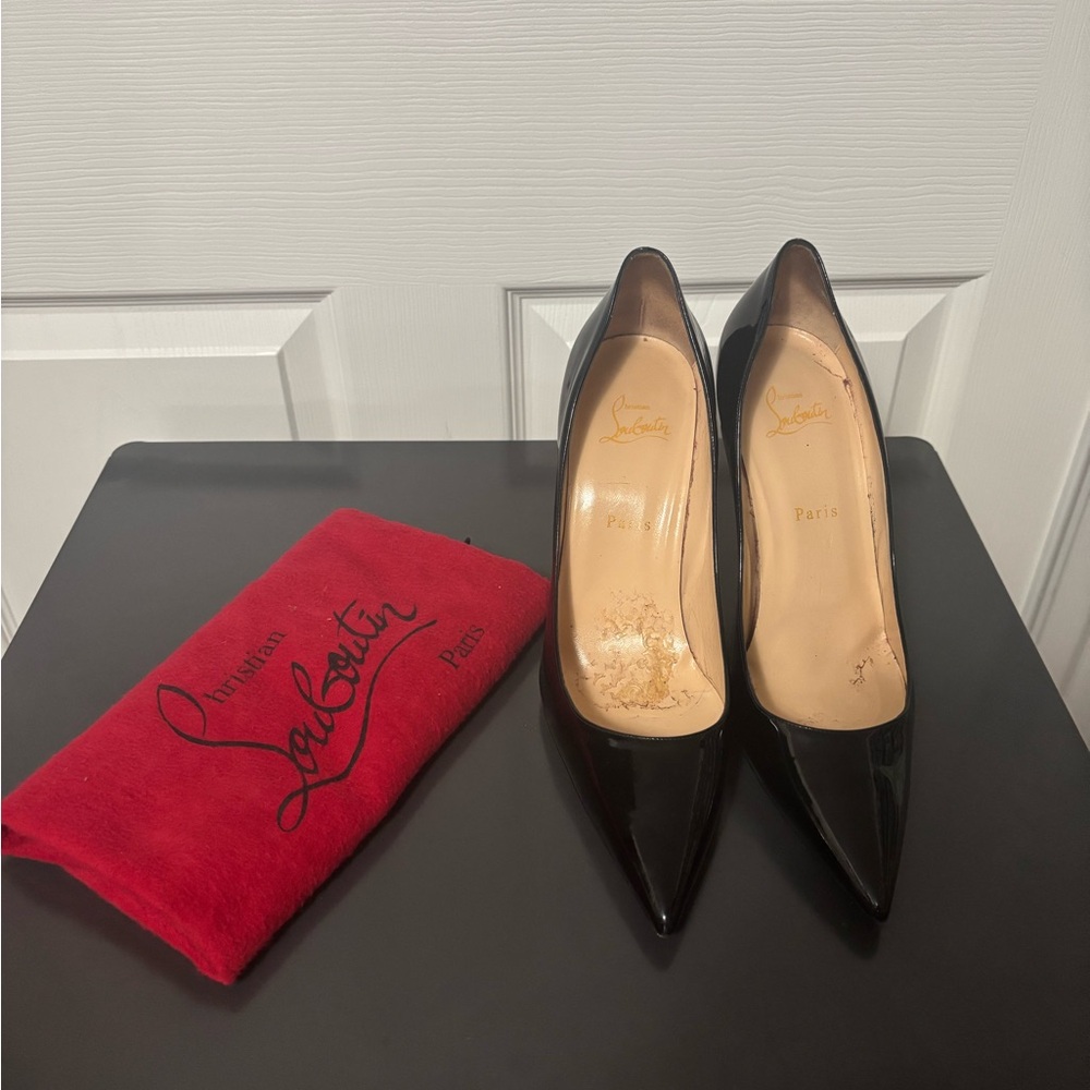 Christian Louboutin Kate 100 Black Patent Pumps (Size 41.5)